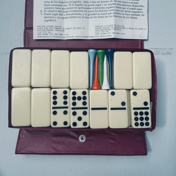Vintage Dominoes By Pavilion With Instructions Case & 55 Dominoes - Picture 7 of 7